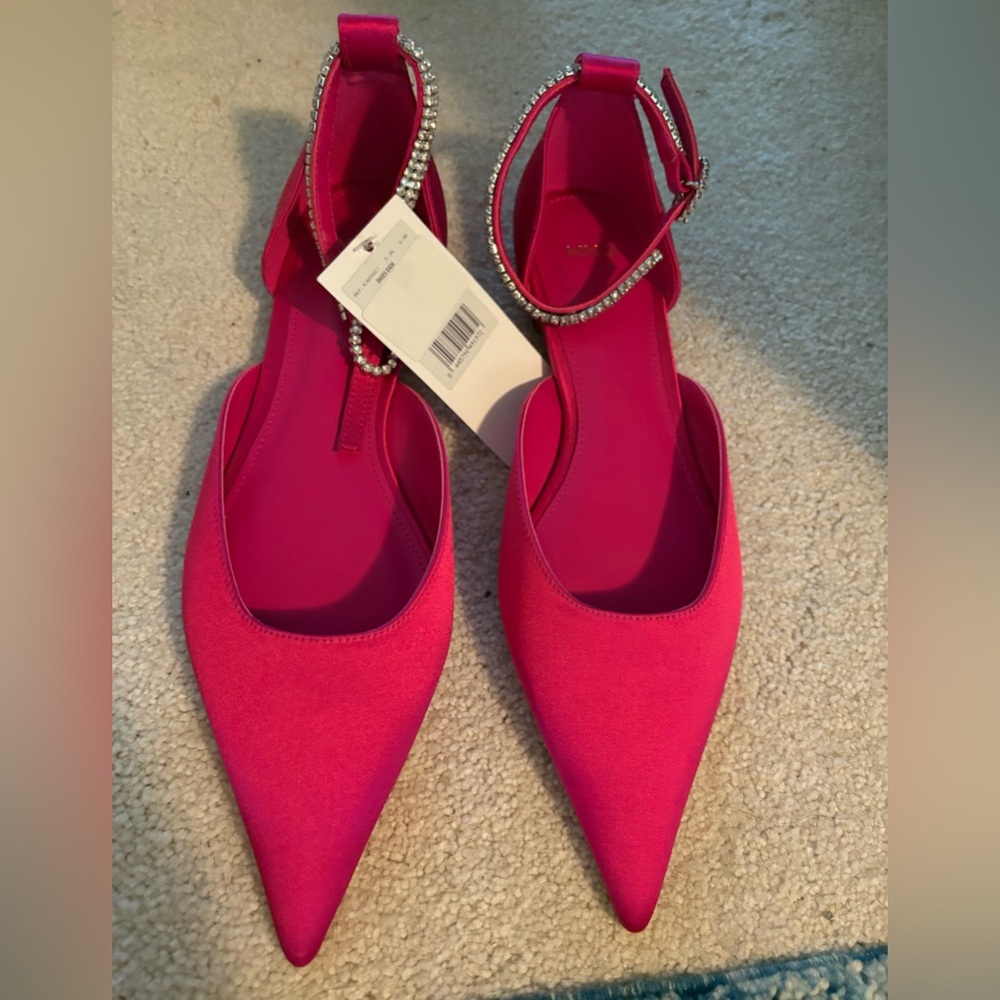 Mango hot pink jeweled flats